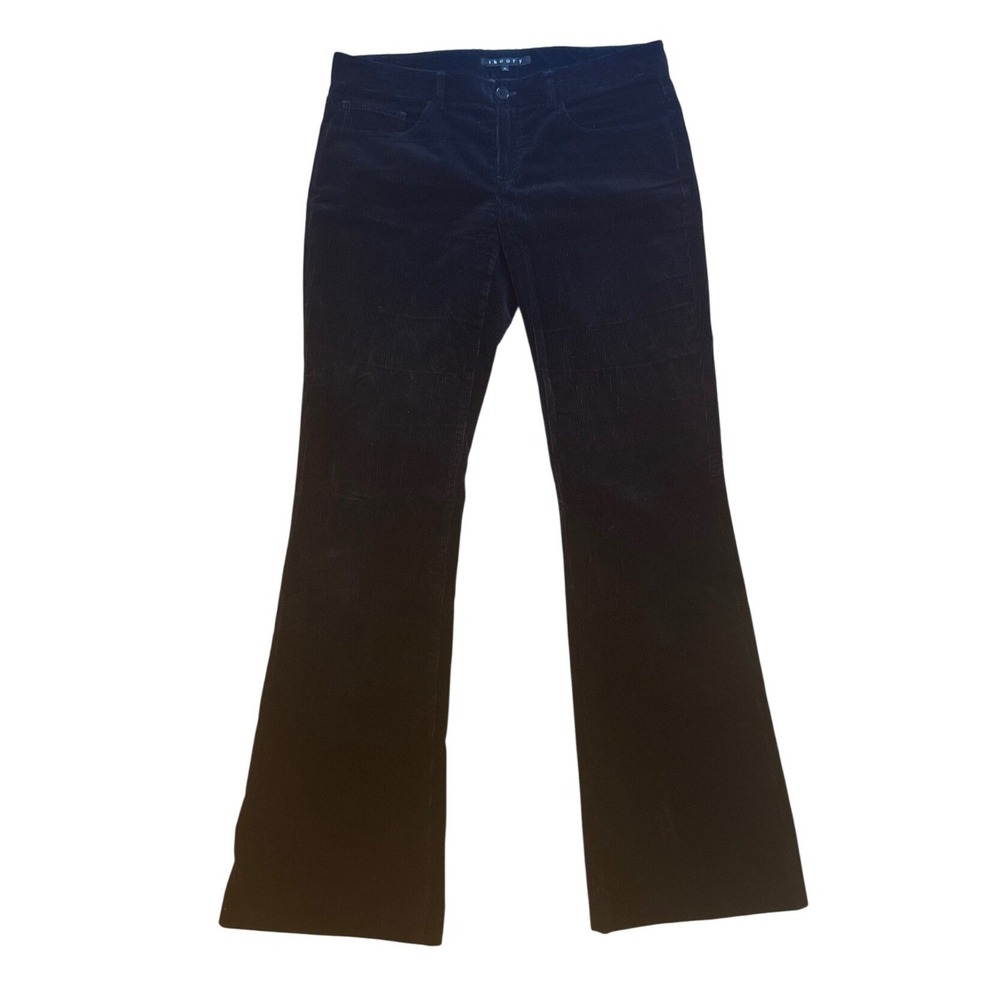 Theory Corduroy Pants Womens Black Excellent Stretch Flare Leg Made‎ in USA 10